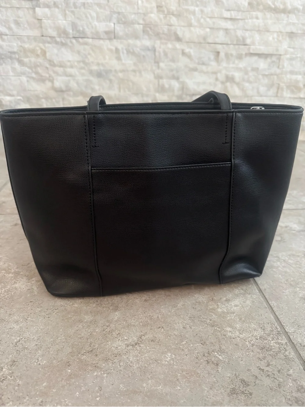 Karl Lagerfeld Maybelle Black Tote with White and Red 'KARL' Appliqué